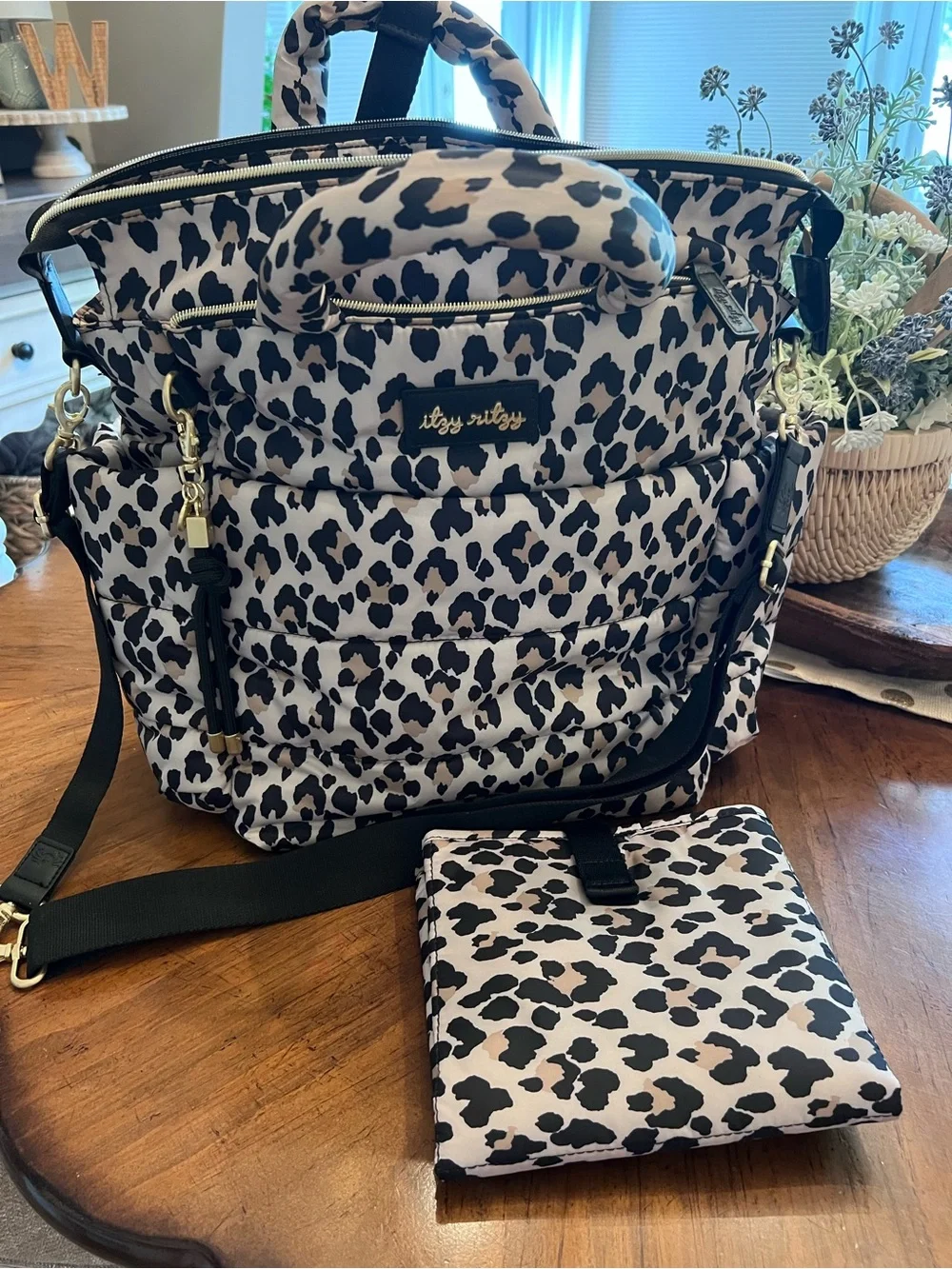 Itzy Ritzy Convertible Backpack Leopard Baby Diaper Bag